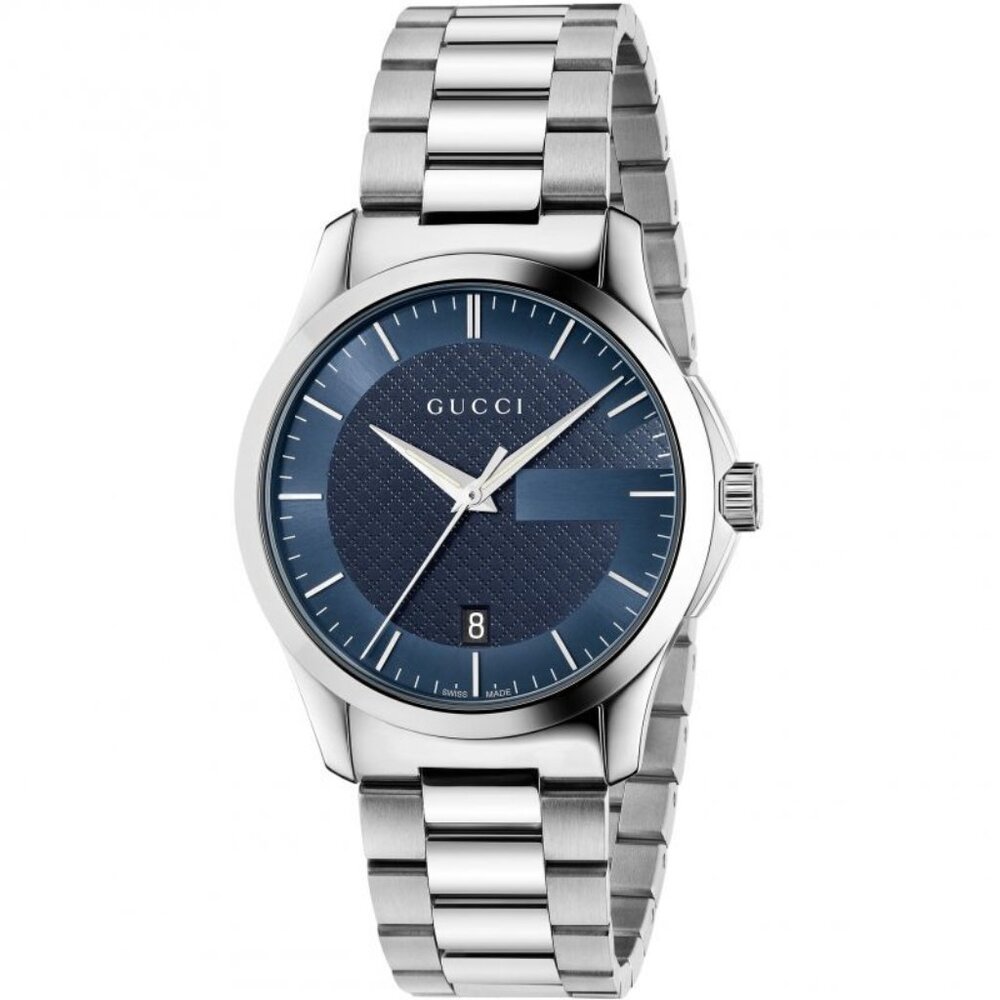 Gucci G-Timeless Blue Dial Stainless Steel Bracelet 38mm Men's Watch YA126440